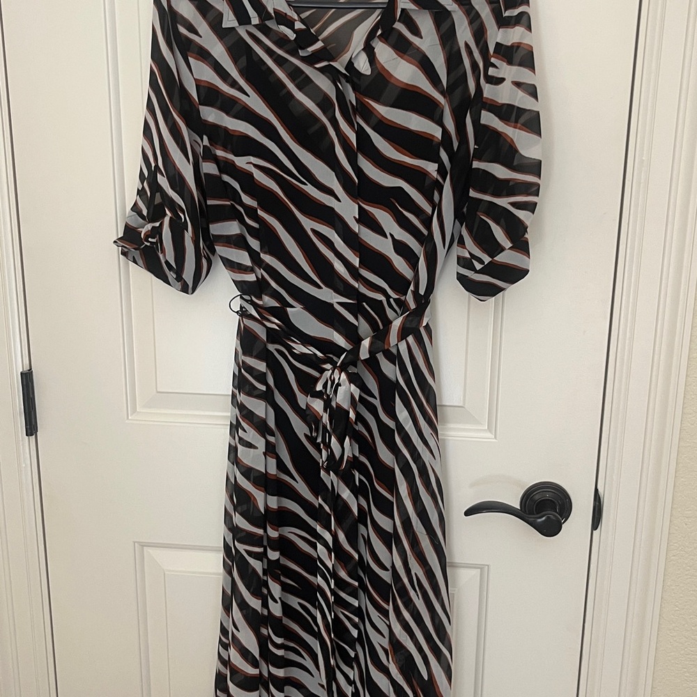 Anne Klein Black and White Wrap Sundress with Dolman Sleeves